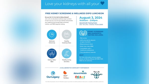 Free Kidney Screening & Wellness Expo Luncheon - August 3rd