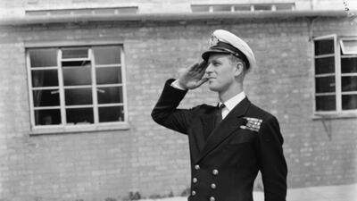 Lieutenant Philip Mountbatten, prior to his marriage to Princess Elizabeth, saluting as he resumes his attendance at the Royal Naval Officers School at Kingsmoor, Hawthorn, England, July 31st 1947. (Photo by PNA Rota/Keystone/Getty Images)